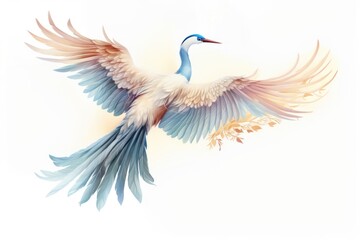 Obraz premium PNG Traditional chinese crane flying animal bird white background.