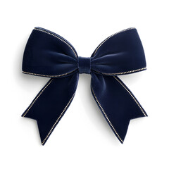 Luxurious navy bow fashion accessory with velvet texture and elegant design. Perfect for adding stylish touch to any outfit or gift
