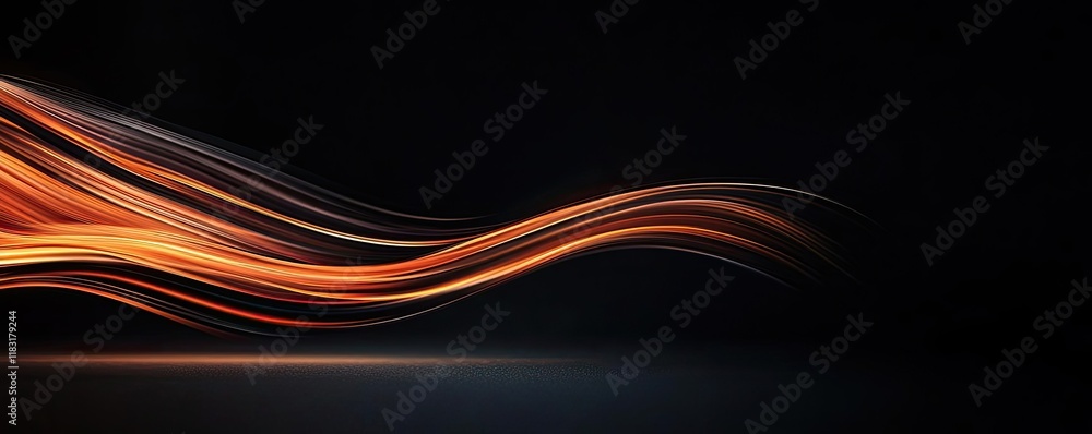 Poster Fire abstract background concept. Abstract light trails in orange and black creating a dynamic, modern visual effect.
