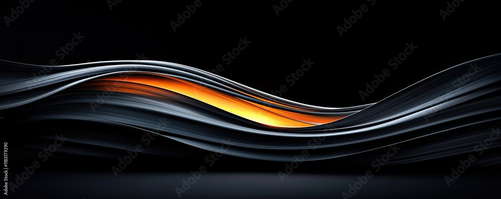 Poster Fire abstract background concept. Abstract waves of black and orange create a fluid, dynamic visual effect.