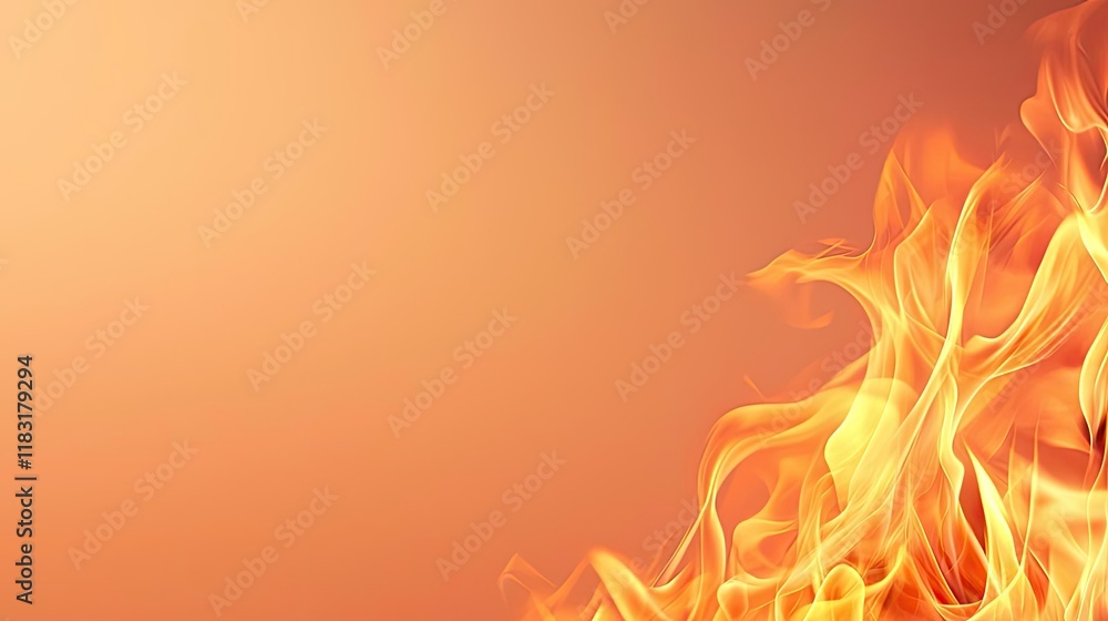 Poster Fire abstract background concept. Dynamic flames against a gradient backdrop create an energetic and warm atmosphere.