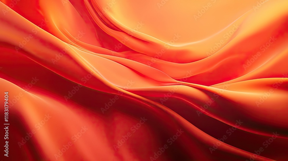 Poster Fire abstract background concept. Elegant orange fabric folds creating a smooth, vibrant and dynamic textile texture.