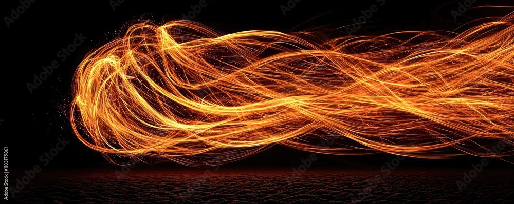 Poster Fire abstract background concept. Dynamic streaks of orange light creating a vivid display of energy and motion.