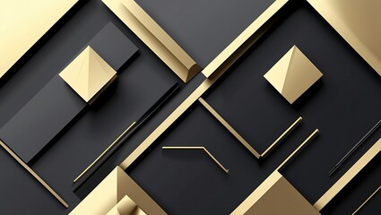 Abstract Gold and Black Geometric Shapes Design