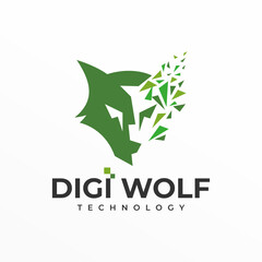Obraz premium Wolf Tech Logo Icon Vector Template