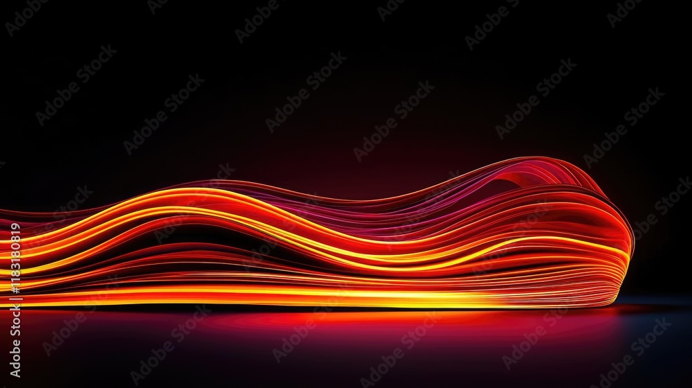Poster Fire abstract background concept. Abstract light trails create a dynamic background with vibrant colors and fluid motion.