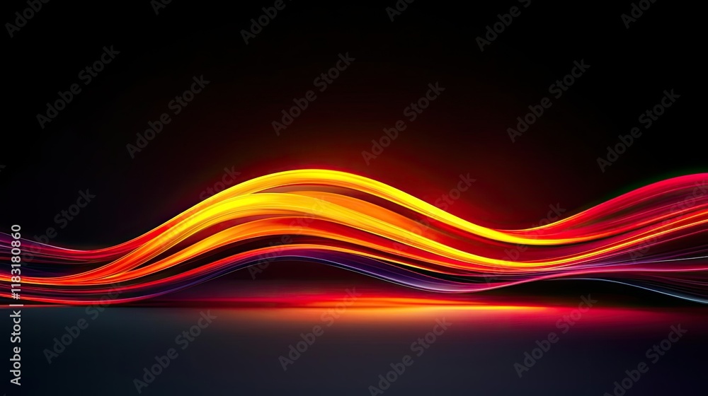 Poster fire abstract background concept. vibrant abstract waves exhibiting dynamic colors on a dark backgro