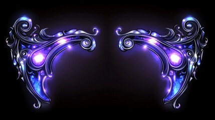 Glowing Metallic Wings with Intricate Design