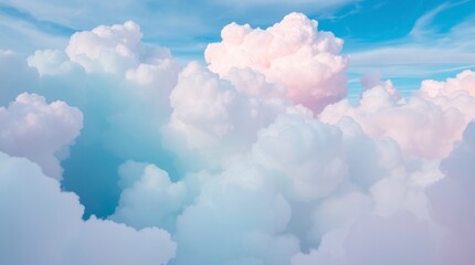 Low angle perspective photograph, glowing bioluminescent colors fantasy sky, sugar cotton pink pastel clouds, dreamy background, vibrant glow, natural light effects