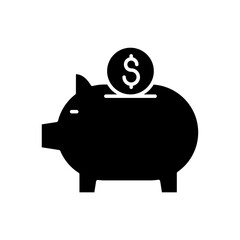 Piggy bank icon in glyph style