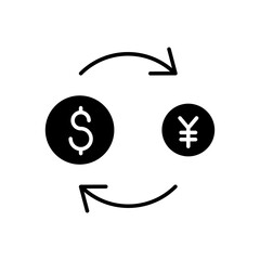 money exchange icon in glyph style