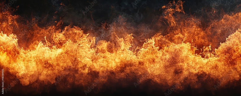 Poster fire abstract background concept. vivid abstract flames with glowing orange and yellow colors on a d