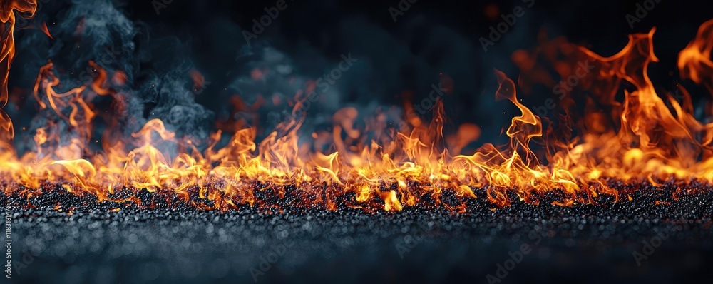 Poster fire abstract background concept. vibrant flames dancing over a dark surface, creating a striking co