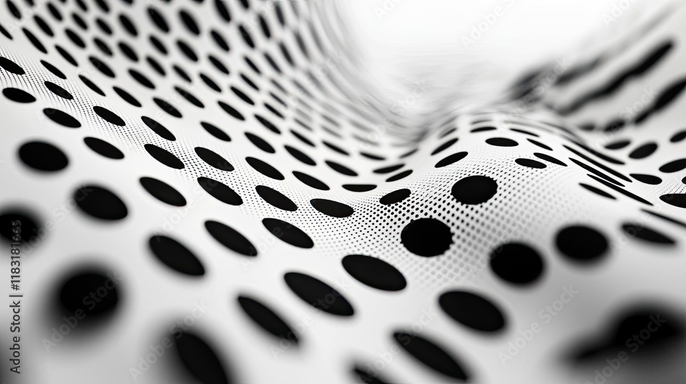Poster Dots abstract background idea. Abstract close-up of a textured fabric with black dots on a white background.