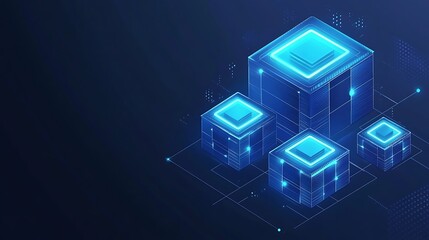 Fototapeta premium Abstract Blue Cubes Representing Digital Data Network