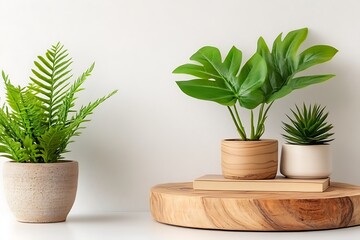 Obraz premium Minimalist Greenery & Wooden Decor - Minimalism