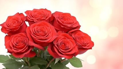Obraz premium Vibrant Bouquet of Red Roses on Soft Background
