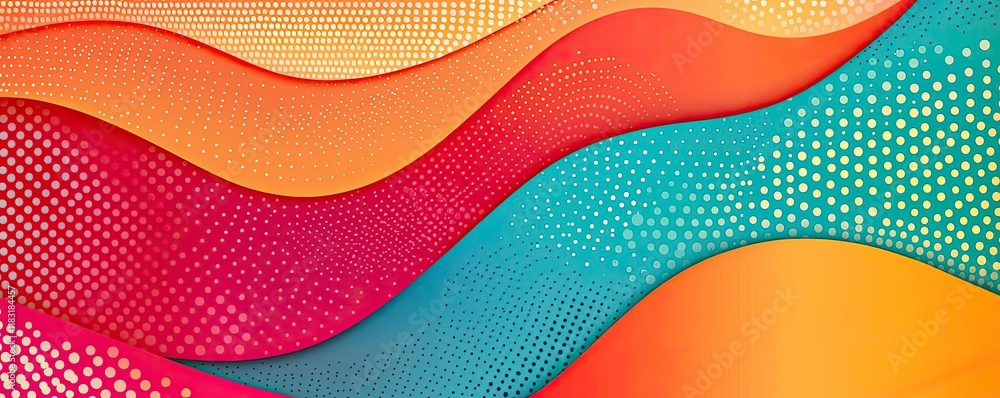 Poster Dots abstract background idea. Vibrant and colorful abstract wave patterns with dynamic textures and gradients.