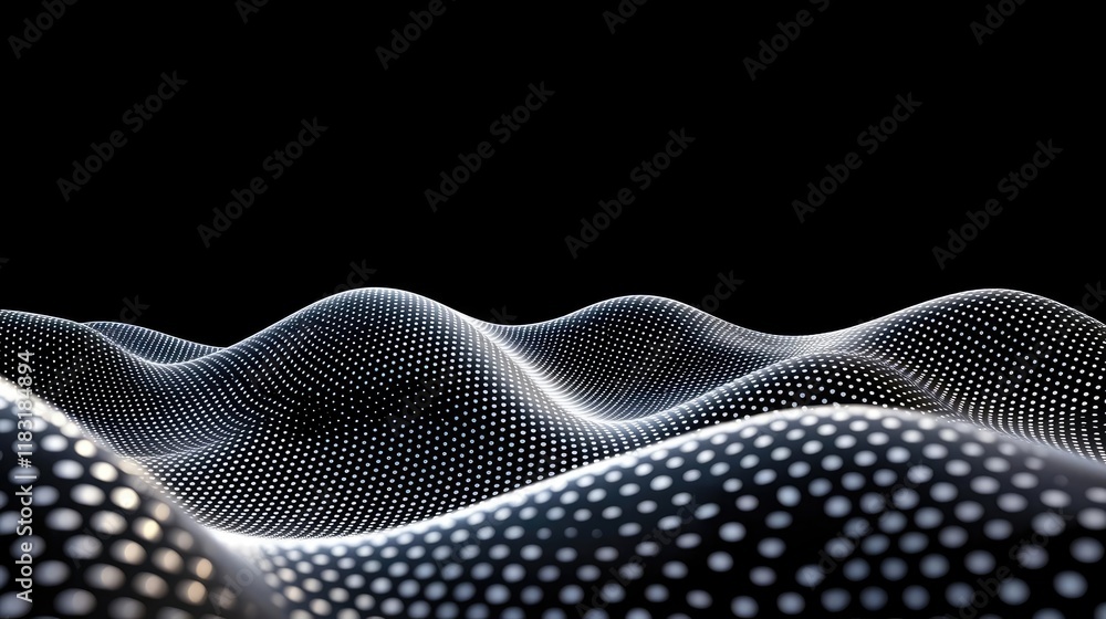 Aufkleber Dots abstract background idea. Abstract wave pattern with illuminated dots on a dark background.