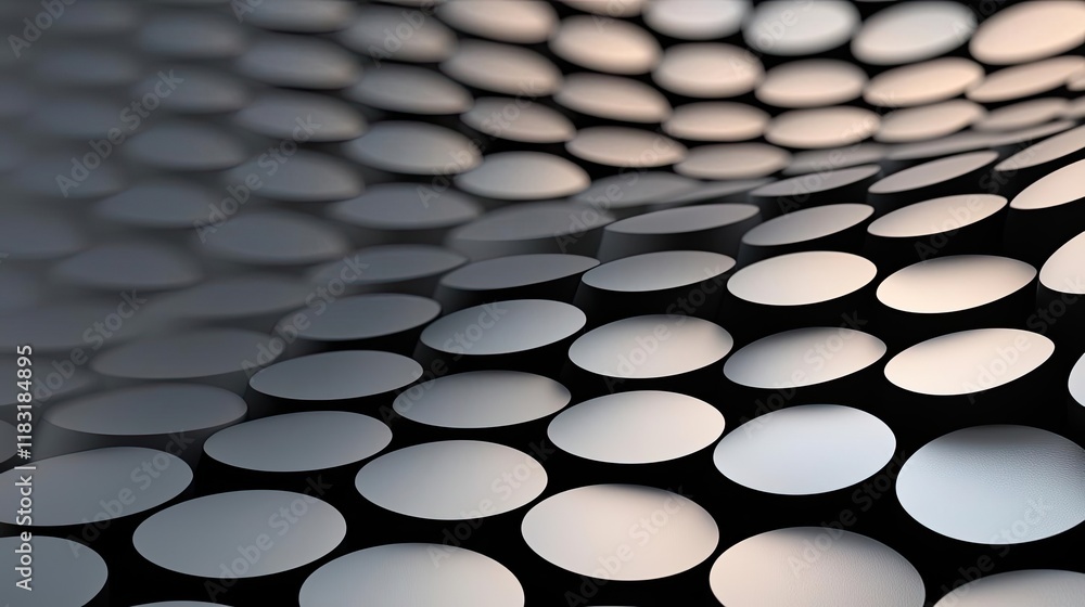 Poster Dots abstract background idea. Abstract pattern of reflective circles creating depth and dimension.