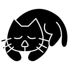 Cat sleep icon in glyph style