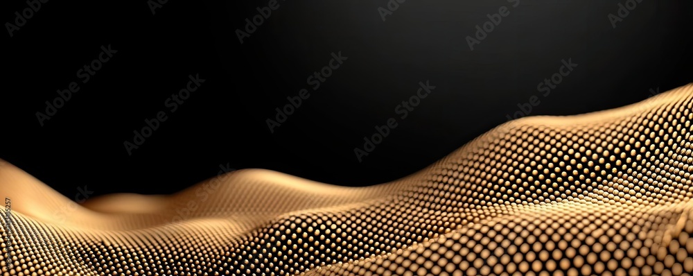 Aufkleber Dots abstract background idea. Abstract golden wave pattern with dots creating a smooth gradient on a dark background.