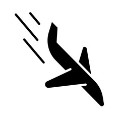 Plane crash icon in glyph style
