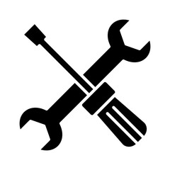 Wrench and screwdriver icon in glyph style