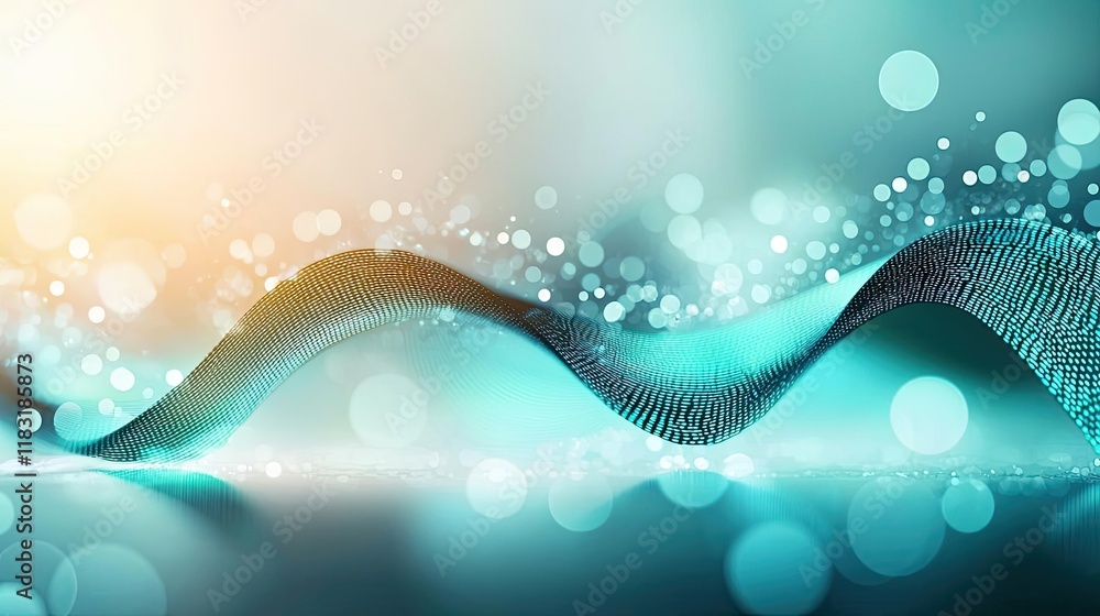Poster Dots abstract background idea. A dynamic wave of colorful lights and particles in a digital abstract design.