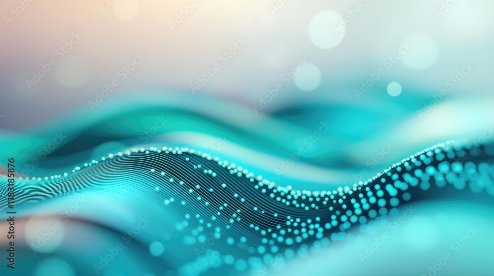 Poster Dots abstract background idea. Abstract waves with vibrant colors and glowing dots create a modern digital aesthetic.