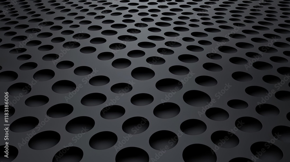 Poster dots abstract background idea. a textured surface featuring circular perforations in a dark, modern 