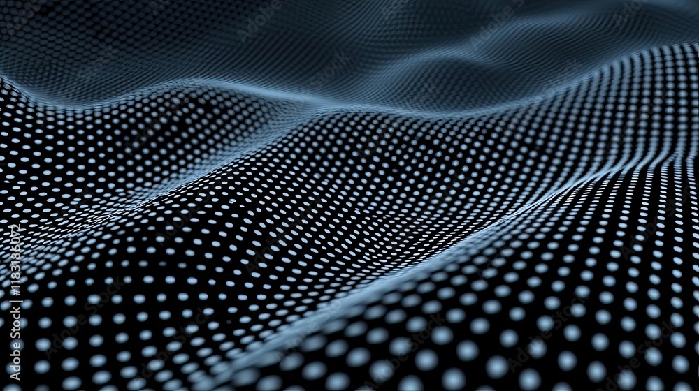 Aufkleber Dots abstract background idea. Futuristic digital wave pattern with glowing dots creating a mesmerizing visual effect.