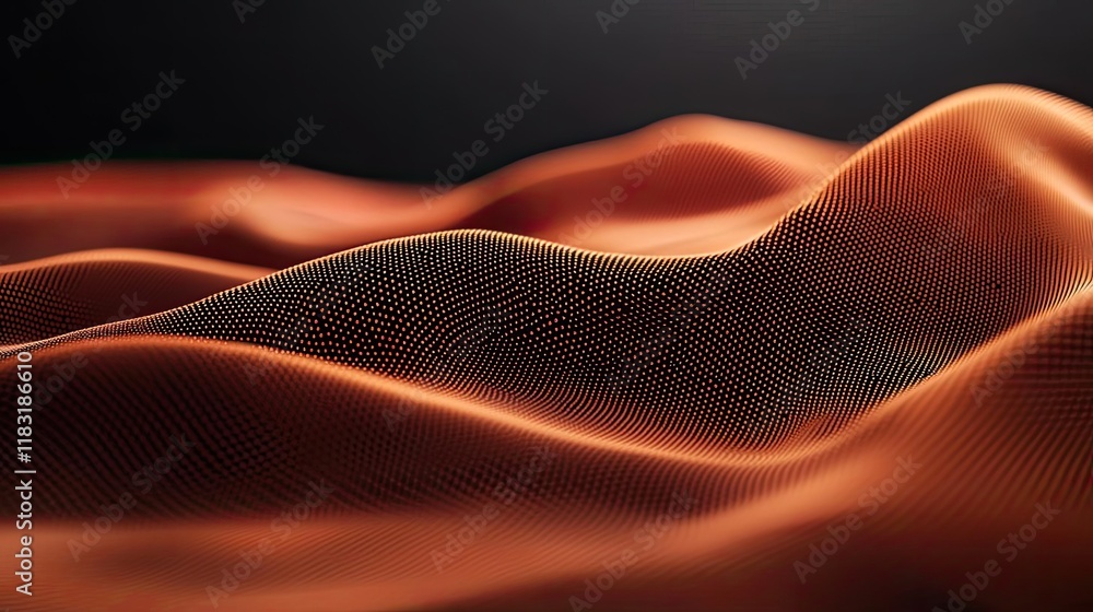 Poster Dots abstract background idea. Close-up of flowing orange fabric showcasing texture and soft drapes in warm light.