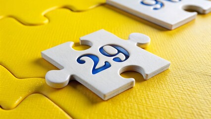 May 29th Calendar Date on White Puzzle Pieces, Tilt-Shift Miniature Effect