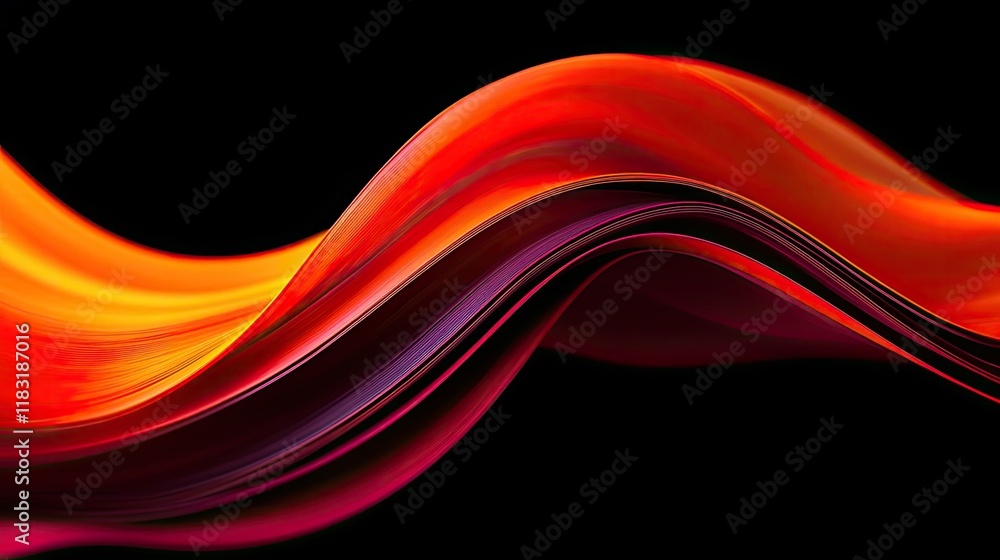 Poster Fire abstract background concept. Dynamic waves of orange and red on a black background, evoking energy and motion.