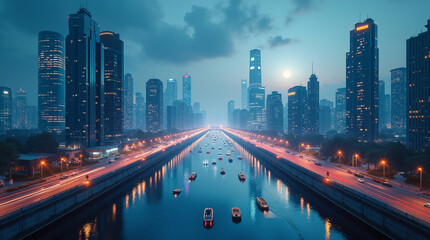 Fototapeta premium Futuristic AI Technology in Smart City