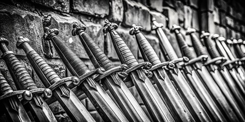 Medieval Swords: Black & White Pencil Sketch Architectural Photography