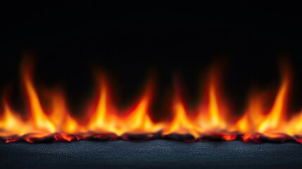 Naklejka premium Fire abstract background concept. A vibrant display of flames flickering against a dark background, creating a warm atmosphere.