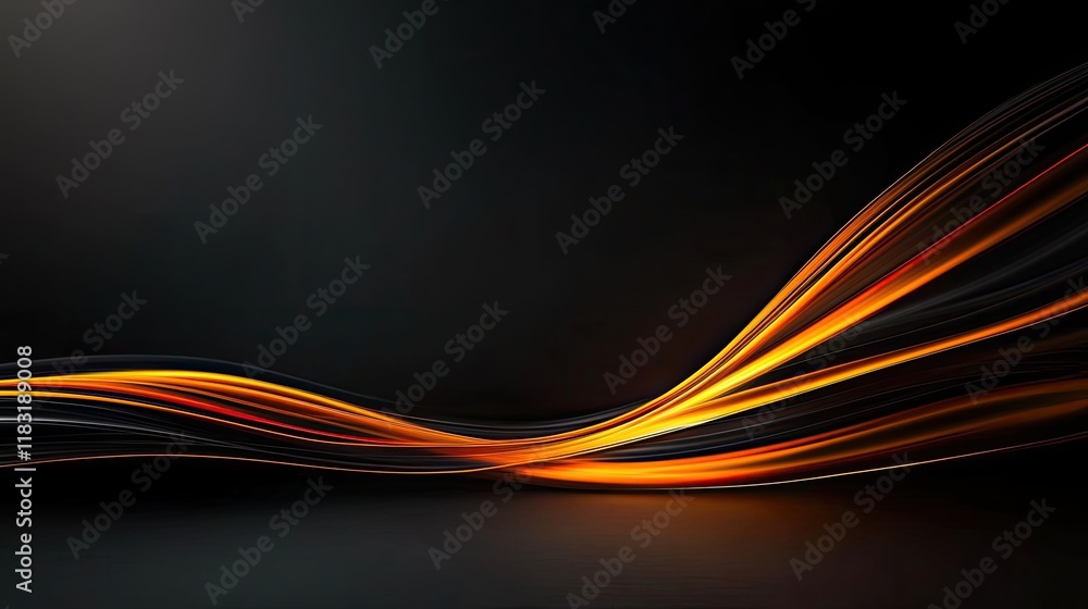 Poster Fire abstract background concept. Dynamic orange and black abstract lines creating a modern visual effect.