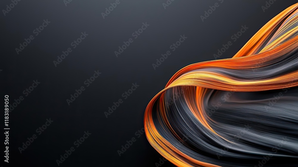 Poster Fire abstract background concept. Abstract design featuring flowing orange and black waves on a dark background.