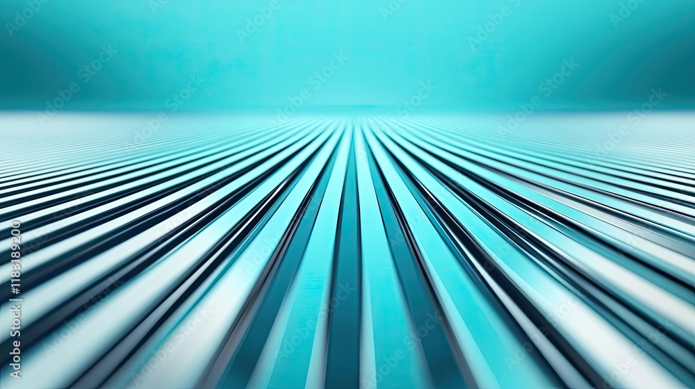 Poster Floor abstract background concept. Abstract lines creating a sense of depth and perspective in a cool turquoise tone.