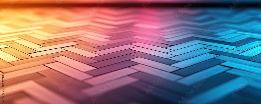 Poster Floor abstract background concept. Colorful abstract herringbone pattern with vibrant hues and smooth textures.