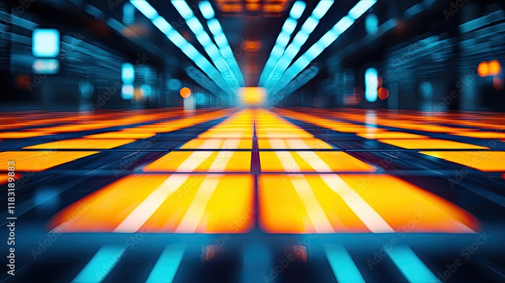 Aufkleber Floor abstract background concept. Futuristic interior design with glowing lines and vibrant colors creating a dynamic atmosphere.