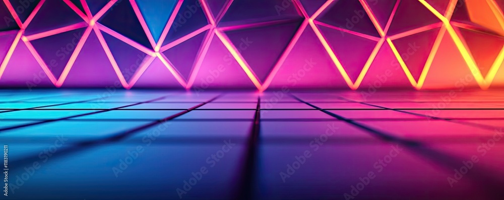 Poster Floor abstract background concept. Vibrant geometric patterns in neon colors creating a dynamic visual experience.