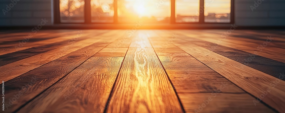 Poster floor abstract background concept. warm sunlight illuminates a wooden floor, creating a serene and i