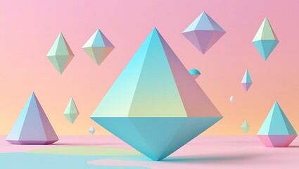 Pastel Geometric Shapes Abstract Art Composition
