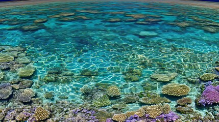 Obraz premium Vibrant Shallow Coral Reef Underwater Scene