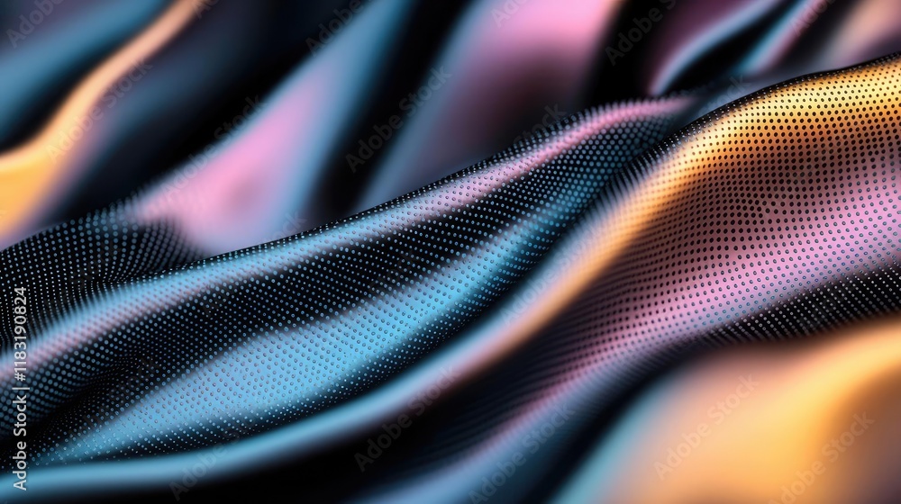 Poster Dots abstract background idea. Abstract close-up of a colorful fabric texture with flowing waves.