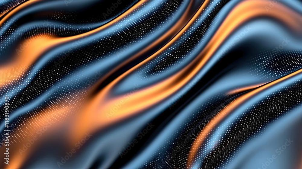 Poster Dots abstract background idea. Abstract waves of blue and orange fabric create a stunning visual display.