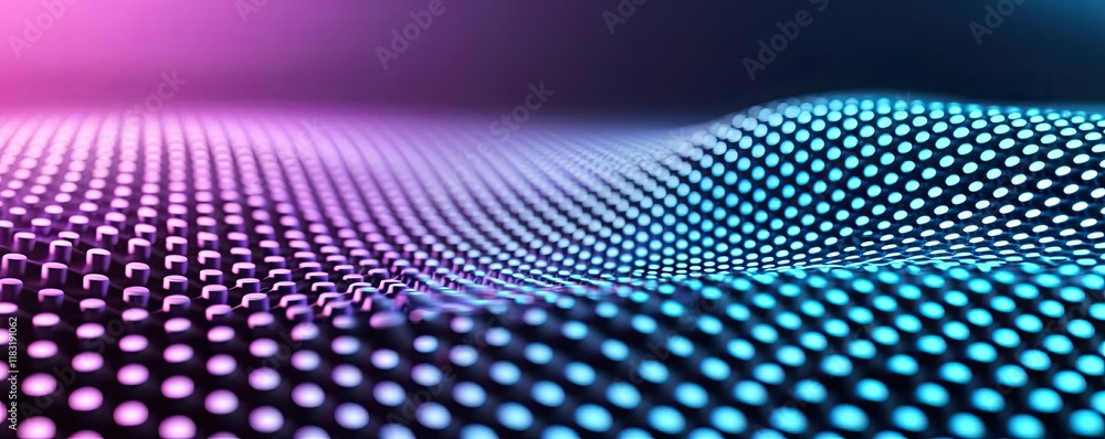 Poster Dots abstract background idea. Vibrant digital waves with luminous dots create an intricate tech-inspired background.